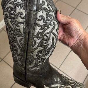 J.B. Dillon Black and Silver Leather Boots size 9.5B. $150